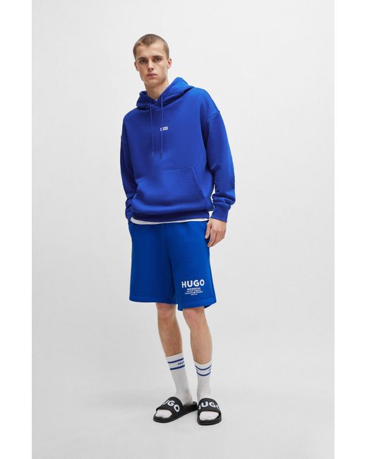 HUGO Blue Cotton-terry Shorts With New-season Logo Story for men