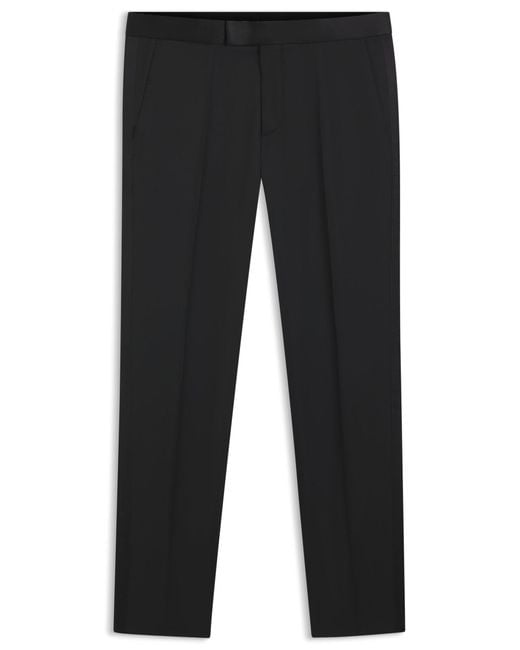 Boss Slim-Fit Smoking-Hose Aus Schurwoll-Serge in Black für Herren