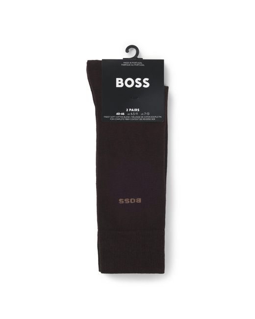 Boss Black Cotton Blend Regular-Length Logo Socks for men