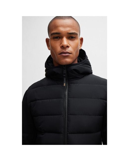 Boss Black Equestrian Hybrid Puffer Jacket With Logo Patch for men