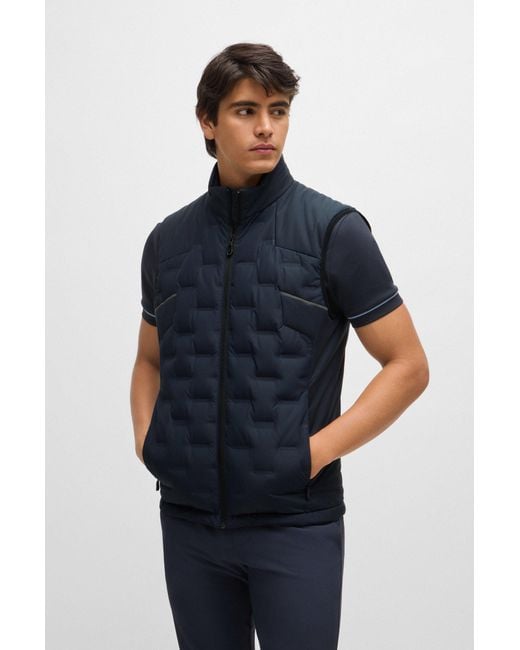 Boss Blue Water-repellent Gilet With Quilting for men