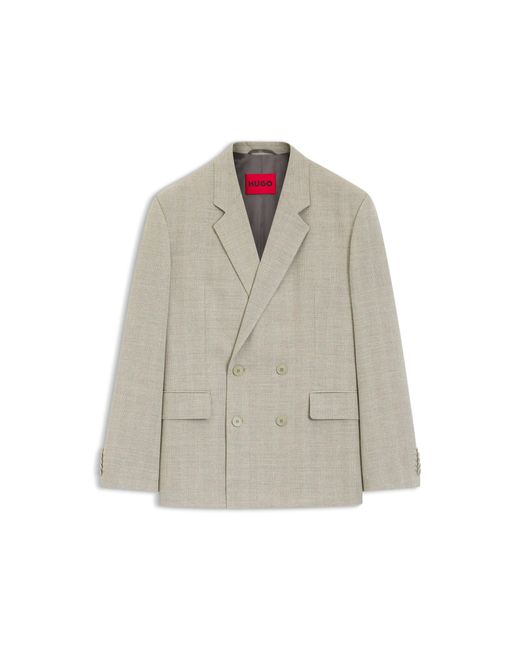 HUGO Brown Modern-Fit Jacket With Herringbone Weave for men