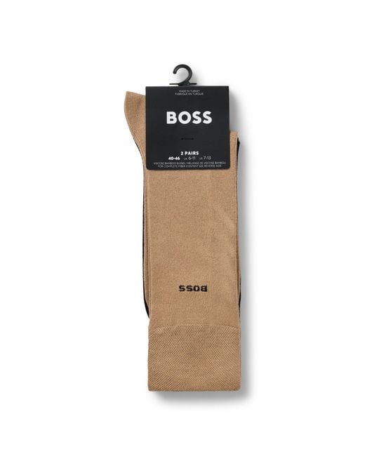Boss Brown Two-Pack Of Regular-Length Bamboo-Blend Socks for men