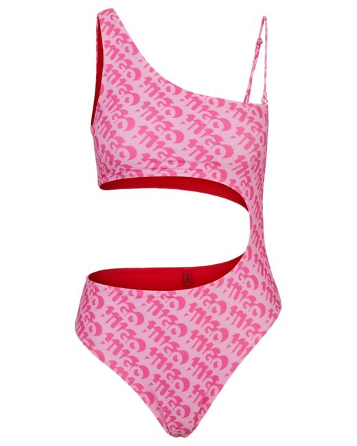 HUGO Zwempak Met Logoprint En Cut-out in het Pink