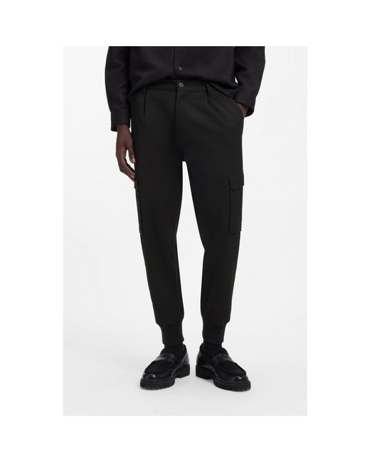 HUGO Black Slim-Fit Trousers With Cargo Pockets for men