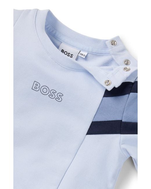 Boss Blue Baby Tracksuit In Stretch Cotton With Logo Prints for men