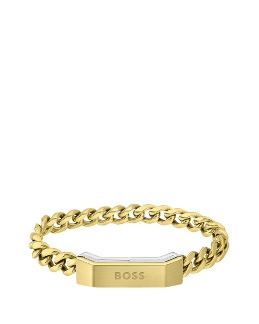 Boss Metallic Chain Cuff With Branded Magnetic Closure: Small for men