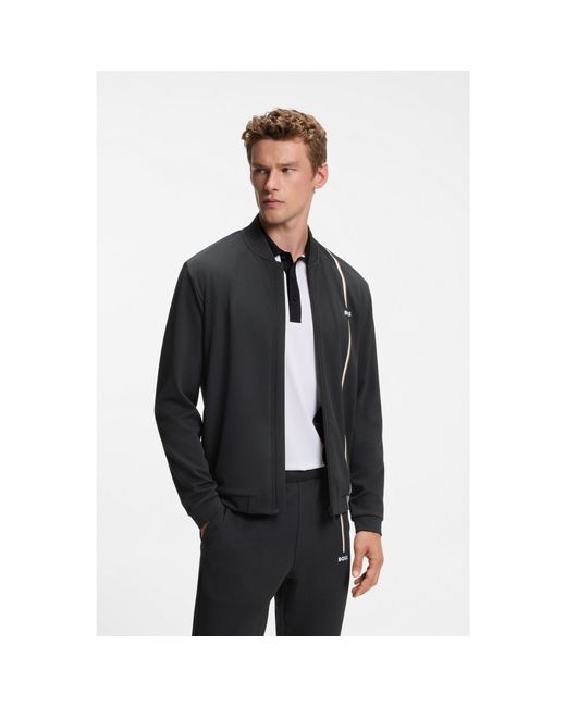 Boss Black Active Zip-Up Sweatshirt With Moisture Management for men