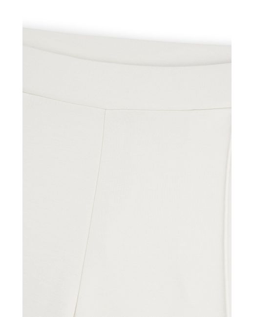 Boss White Piqué Jersey Trousers With Front Pleats