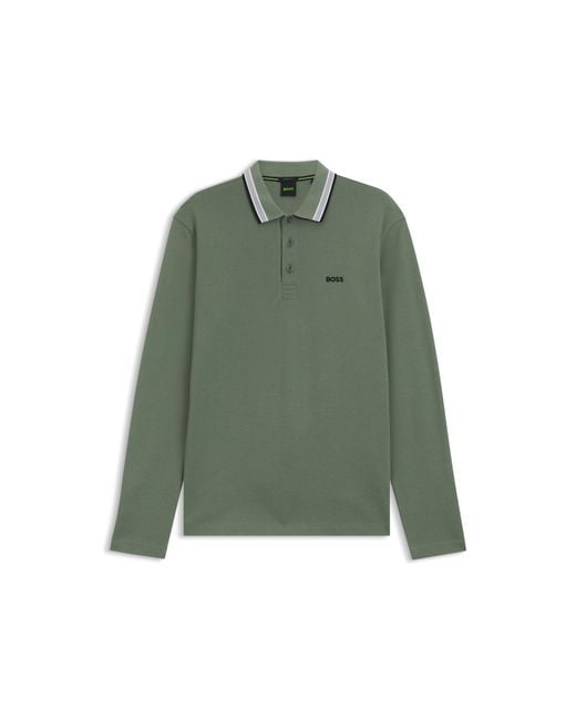 Boss Green Cotton-Piqué Polo Shirt With Contrast Logo for men