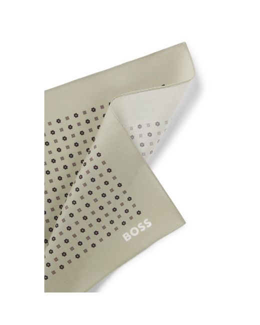 Boss Natural Printed Pocket Square With Logo for men