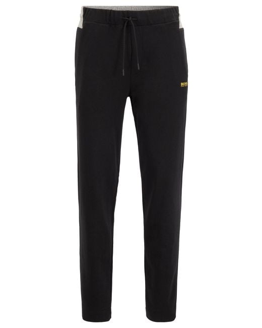 BOSS Cotton Regular-fit jogging Pants With Contrast Panel in Black for ...