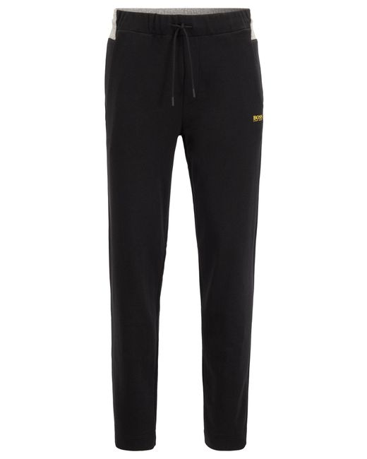 BOSS Cotton Regular-fit jogging Pants With Contrast Panel in Black for ...