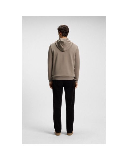 Boss Brown Cotton-Terry Hoodie With Logo Patch for men