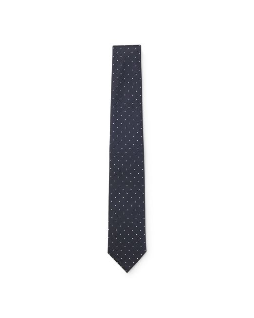 Boss Blue Silk-Blend Tie With Dot Pattern for men