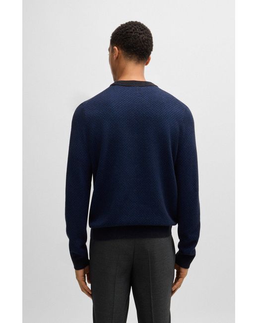 Boss Blue Regular-fit Sweater In Virgin Wool And Cotton for men