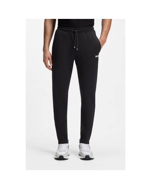 Boss Black Active Stretch-Gabardine Tracksuit Bottoms With Zipped Hems for men