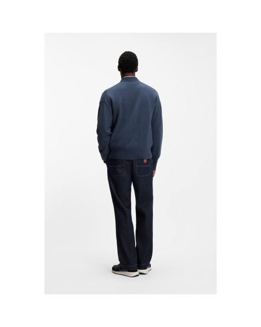 Boss Blue Relaxed-Fit Cardigan for men