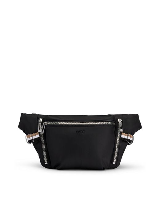 Boss Black Zip-pocket Belt Bag In Recycled Material for men
