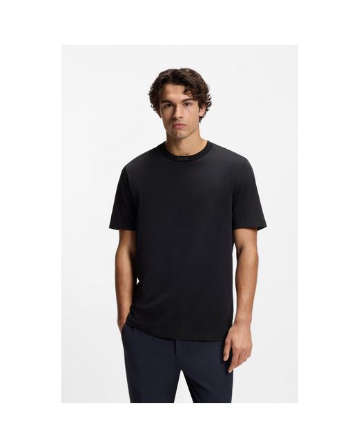 Boss Black Cotton T-Shirt With Logo Crew Neck for men
