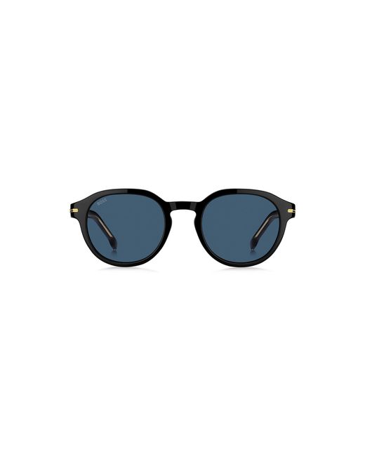 Boss Blue Acetate Sunglasses With-Tone Hinges for men