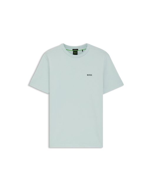 Boss Blue Stretch-Cotton T-Shirt With Logo Detail for men