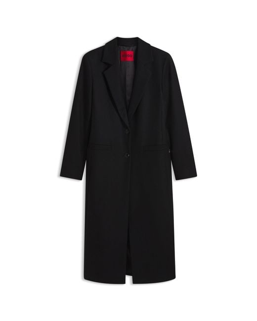 HUGO Black Relaxed-Fit Formal Coat With Monogram Rivet