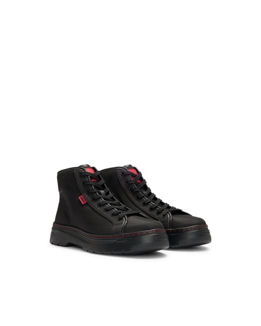 HUGO Black Structured High-Top Boots With Eva Outsole for men