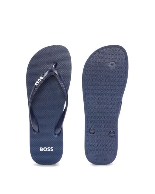 Boss Blue Flip-flops With Branded Strap for men