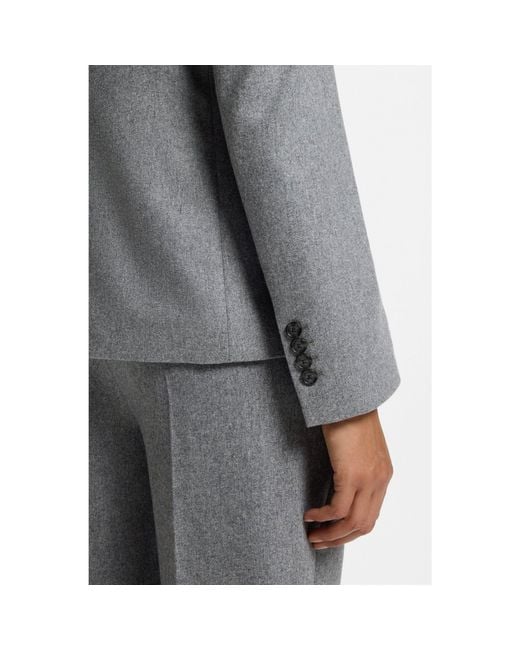 Boss Gray Double-Breasted Regular-Fit Blazer