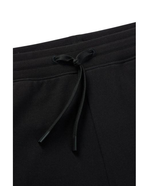 HUGO Black Cotton-terry Relaxed-fit Shorts With Logo Detail for men
