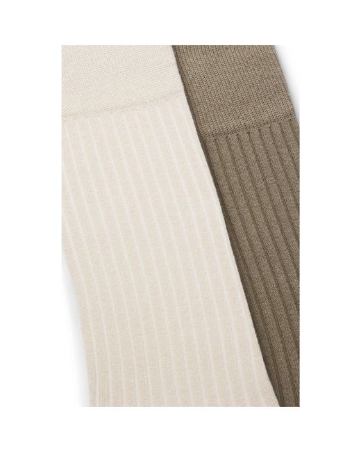 Boss Natural Two-Pack Of Regular-Length Socks With Ribbed Structure for men