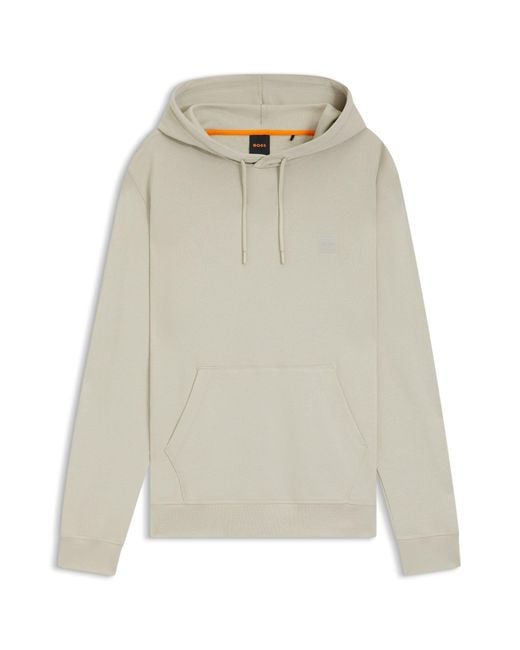 Boss Hoodie Van Katoenen Badstof Met Logopatch in het Gray voor heren