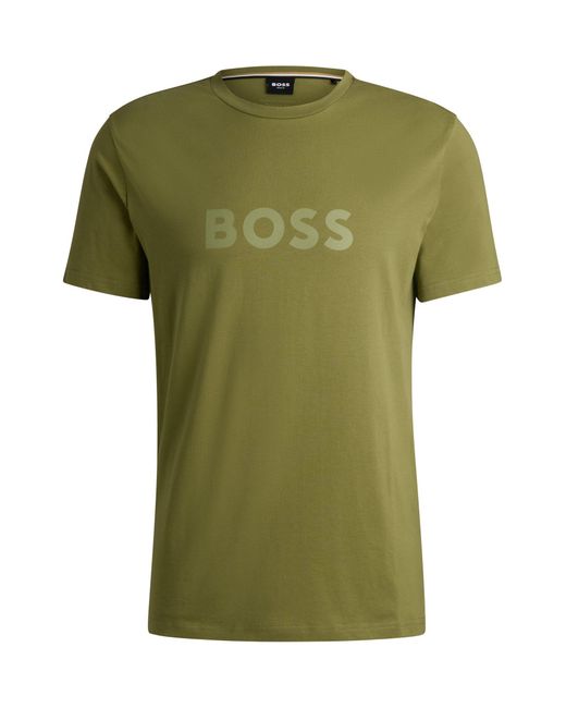 Boss T-Shirt Van Katoenen Jersey Met Logoprint in het Green voor heren