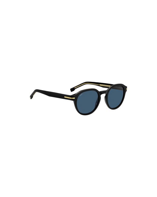 Boss Blue Acetate Sunglasses With-Tone Hinges for men