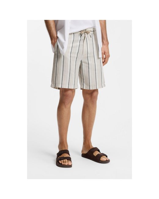 Boss White Striped Shorts for men