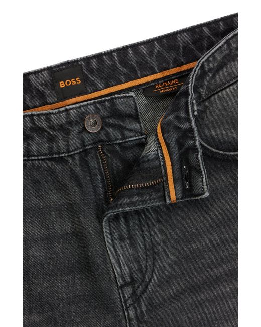 Boss Regular-fit Jeans In Black Rigid Denim for men