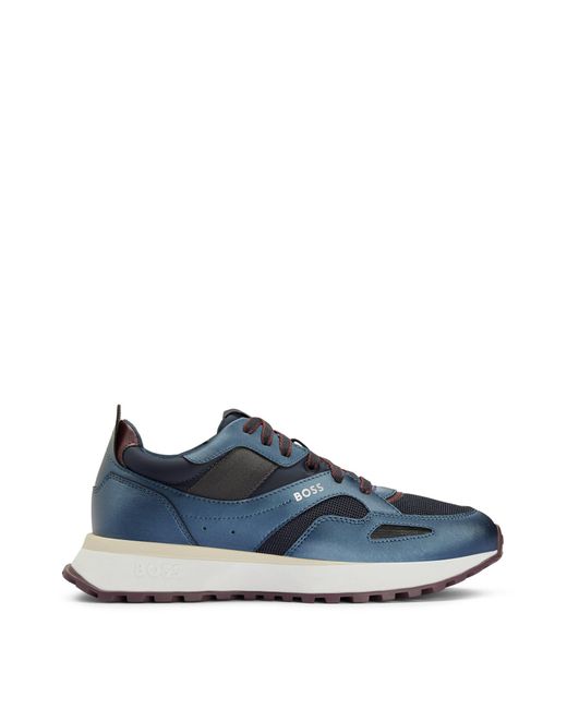BOSS by HUGO BOSS Rubber Metallic Trainers In Mixed Materials With Pop Colours in Dark Blue