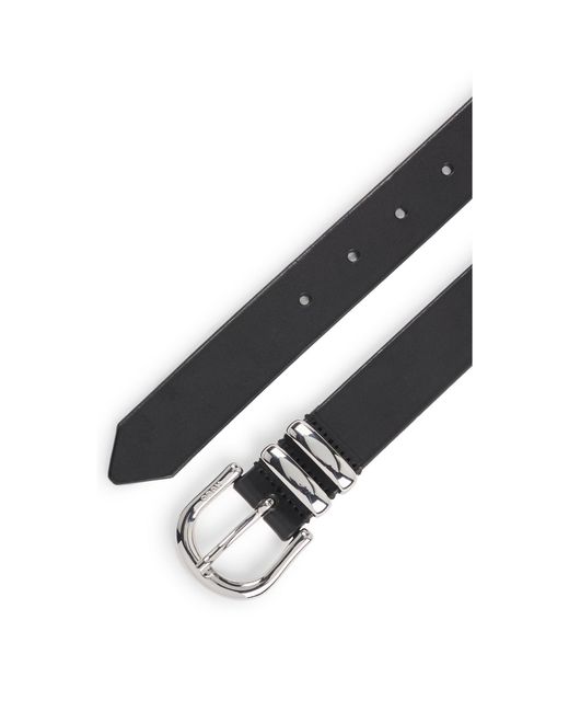HUGO Black Italian-Leather Belt With Double Keeper