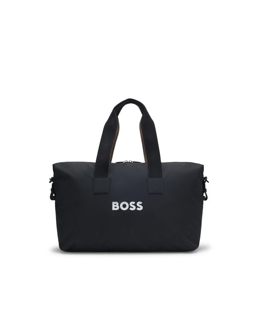 Boss Black Contrast-logo Holdall With Signature-stripe Handles for men