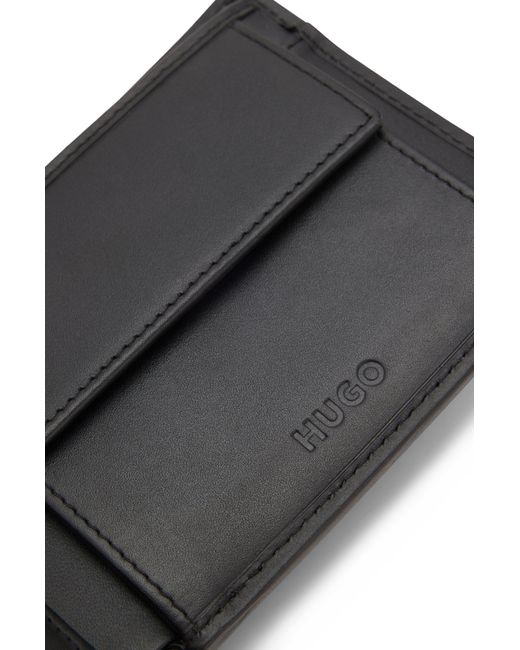 HUGO Geldbörse Aus Leder Mit Rotem Stack-Logo in Black für Herren