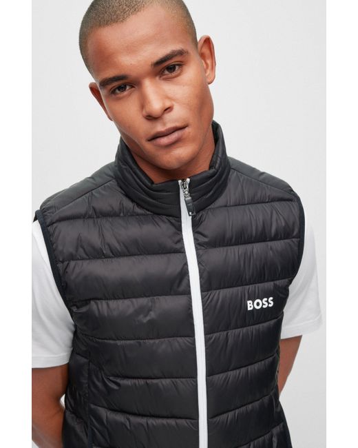 BOSS by HUGO BOSS Water-repellent Gilet With Logo Detail in Black for Men |  Lyst