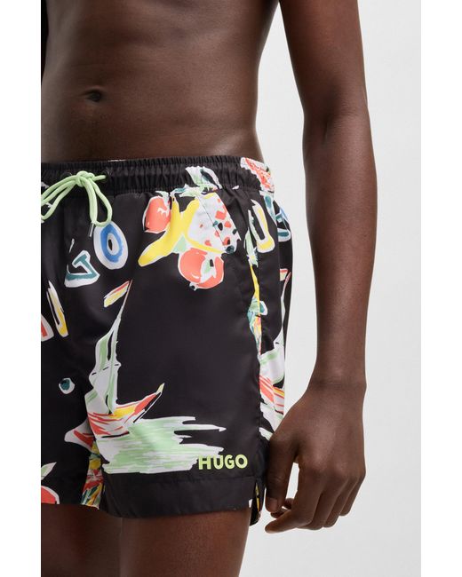HUGO Red Quick-Dry Swim Shorts With All-Over Print for men