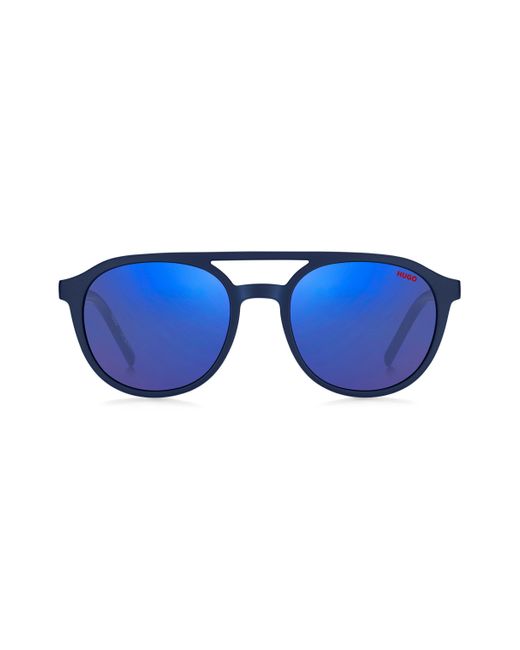 HUGO Zonnebril Van Marineblauw Acetaat Met Blauwe Glazen En Dessin Op De Pootjes in het Blue voor heren
