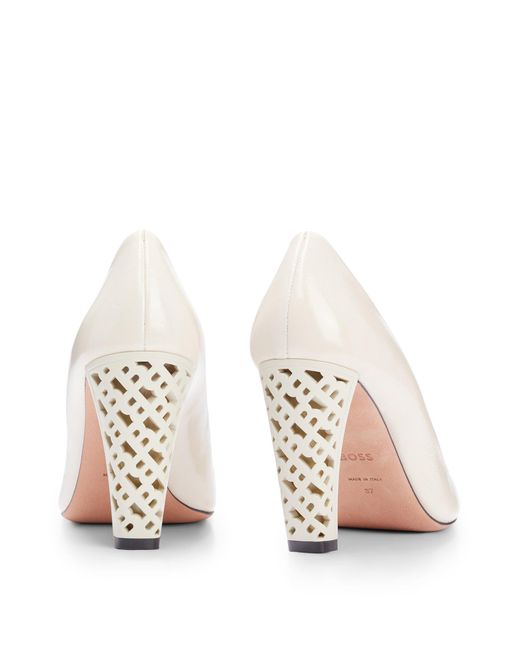 Boss Natural Leather Pumps With Monogram-patterned Heels