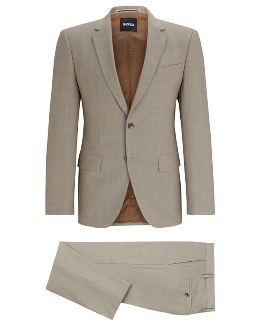 BOSS Fein gemusterter Slim-Fit Anzug aus Stretch-Gewebe in Grau für Herren  | Lyst AT