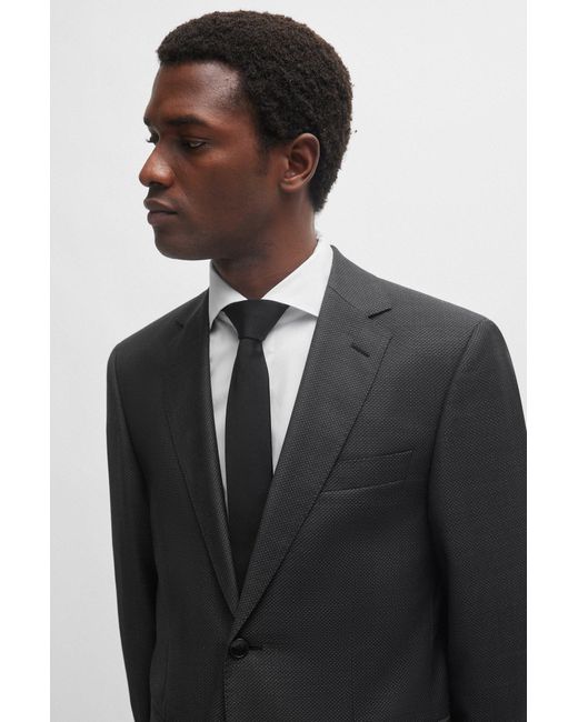 Boss Black Regular-fit Suit In Micro-patterned Wool for men
