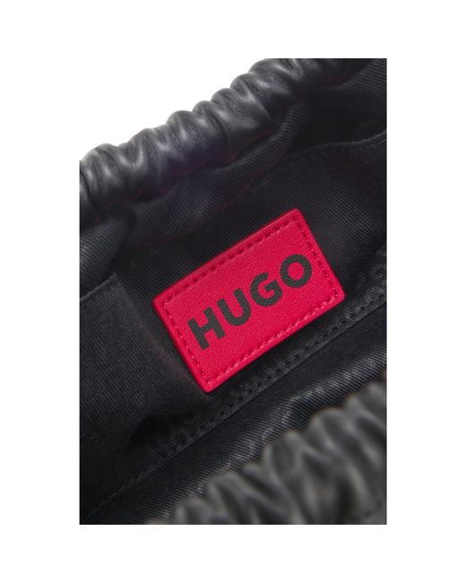 HUGO Black Ruched Clutch Bag With Debossed Logo