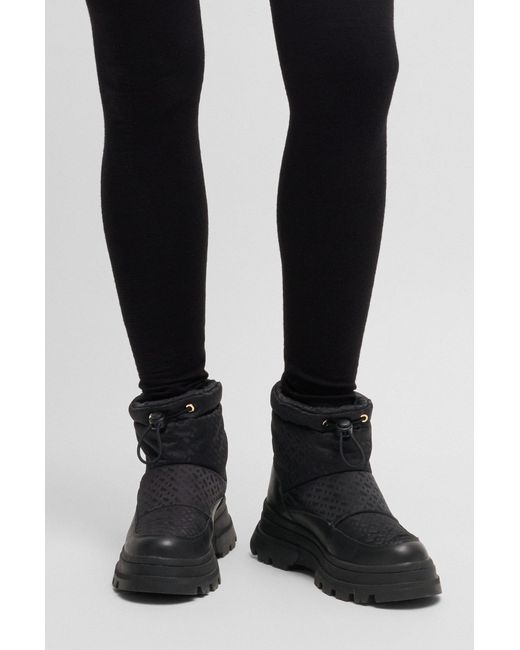 Boss Slanke Laarzen Met Monogramdessin En Leren Details in het Black