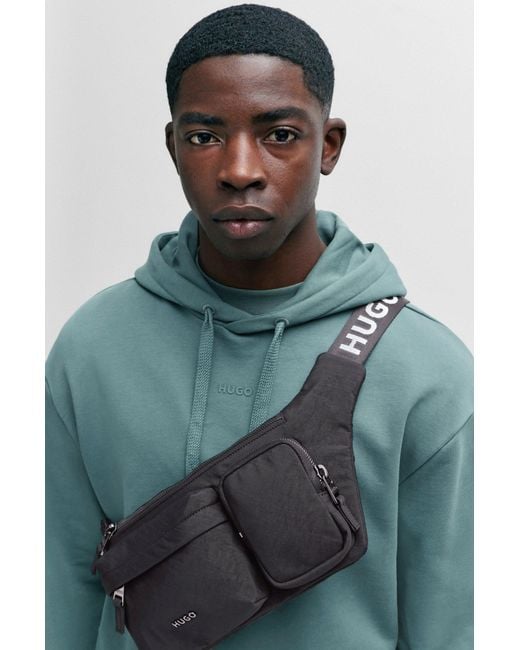 HUGO Black Belt Bag With Branded Adjustable Strap And Full Lining for men